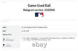 STEVEN DUGGAR GAME-USED BASEBALL from MLB DEBUT GIANTS 60th LOGO 7/8/18 CLEMSON