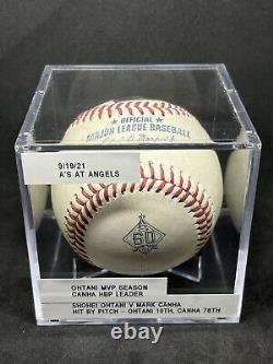 Shohei Ohtani Thrown Game Used Baseball Hit By Pitch HBP Mark Canha MLB MVP 2021