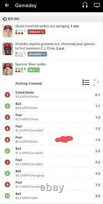 Spencer Steer MLB DEBUT 1st MLB AT BAT Foul REDS Game Used Baseball 9/2/2022