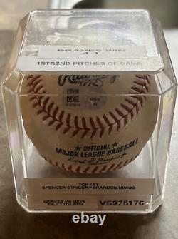 Spencer Strider Game Used Ball. First 2 Pitches of the game! Check Description