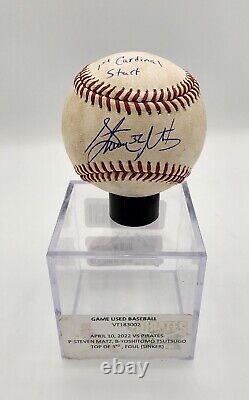 Steven Matz Autographed Ball Game Used 4/10/22'1st Cardinal Start' MLB JSA COA