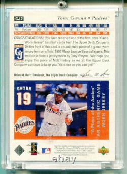 TONY GWYNN 1997 UD Upper Deck Game Jersey Worn Used Relic Swatch Card HOF Padres