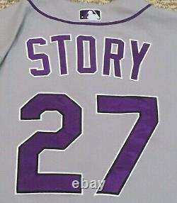 TREVOR STORY size 42 #27 2020 Colorado Rockies game used jersey road gray MLB