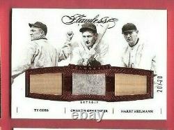 TY COBB CHARLIE GEHRINGER HARRY HEILMANN GAME USED BAT JERSEY CARD #d20 FLAWLESS