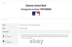Trey Mancini Astros Game Used Baseball 9/2/2022 vs Angels 20th WS Logo Hit GO