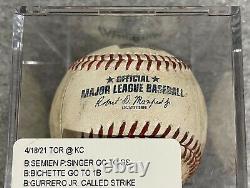 Vladimir Guerrero Jr Bo Bichette Semien 4/18/2021 Game Used Baseball MLB AUTH