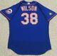 Wilson Size 48 #38 2020 New York Mets Game Used Jersey Road Blue 41 Mlb
