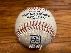 Yandy Diaz Rays Game Used SINGLE Baseball 9/30/2022 Hit #448 vs Astros 60 Logo