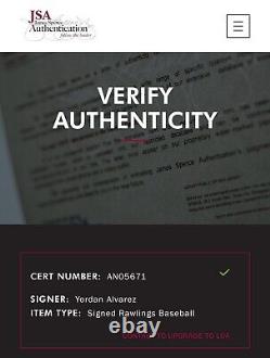 Yordan Alvarez Game Used Baseball Signed Astros City Connect Space City Jsa Mlb