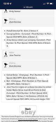 Zack Greinke Game Used Baseball Strikeout career # 2726 Win # 211 MLB Auth