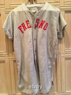 1940-50s Vintage Fresno State Bulldogs Jeu Utilisé Flanelle Baseball Jersey # 11