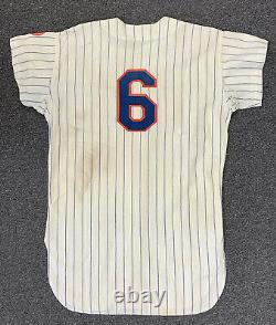 1967 Bart Shirley New York Mets Jeu Utilisé Accueil Flannel Jersey #6 All Original