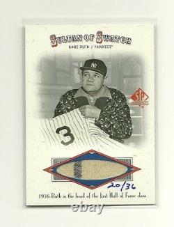 2001 Ud Sp Authentic Babe Ruth Ssp Sultan Of Swatch Game Used Jersey #d 20/36