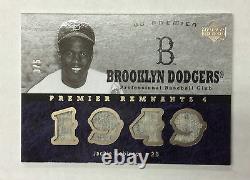2007 Ud Premier Remnants 4 Jackie Robinson Quad Wool Game Used Jersey Card #3/5