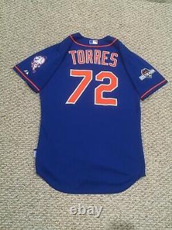 2015 Post-saison Torres Taille 42 #72 Jeu Des Mets De New York Utilisé Maillot Home Blue Mlb