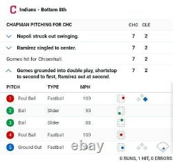 2016 Jeu Aroldis Chapman Utilisé Pitched 100 Mph World Series Ball! Cubs De Chicago