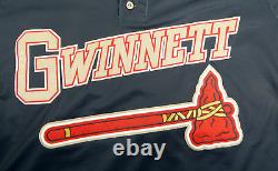 2017 Gwinnett Braves Ozzie Albies #1 Used Navy Batting Practice Jersey