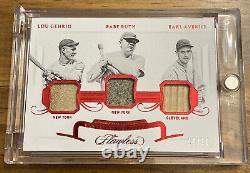 2020 Flawless Lou Gehrig Babe Ruth Earl Averill 10/10 Jeu Used Jersey And Bat