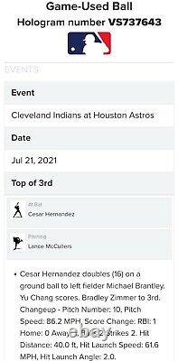 Astros Lance Mccullers Vs Indians Cesar Hernandez Jeu Utilisé Baseball Rbi Double