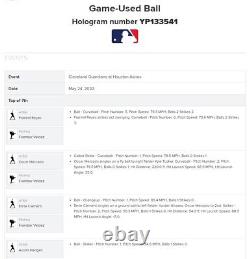 Astros Vs Guardians Jeu Utilisé Baseball 5/24/2022 Deux Single + Valdez Strike Out