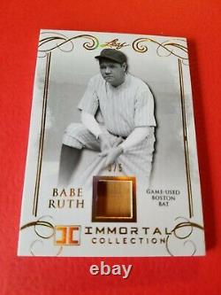 Babe Ruth Game Utilise Bat Card #d3/5 1 De 1 Leaf Immortal Gold #bb08 Yankees Sox
