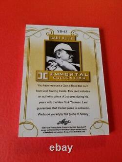 Babe Ruth Game Utilise Bat Card #d4/5 2017 Collection Immortale Des Feuilles Ny Yankees