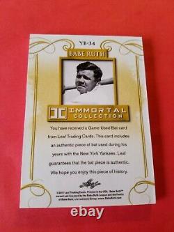 Babe Ruth Jeu Utilisé Bat Card #d16/20 2017 Leaf Immortal Collection Ny Yankees