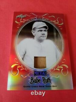 Babe Ruth Jeu Utilisé Bat Card #d2/2 Leaf Metal Refractor #sb15 Yankees De New York