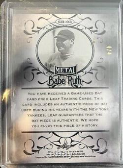Babe Ruth Jeu Utilisé Bat Carte #4/4 1 De 1 Feuille Métal Réfracteur Vert