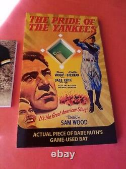 Babe Ruth Jeu Utilisé Bat Piece Oversized 3x5 Card Breygent Movie Posters Yankees