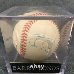 Barry Bonds Ballon de baseball signé autographié utilisé lors d'un match avec support et plaque nominative