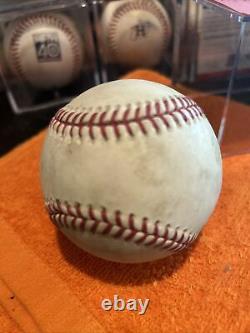 Baseball authentique utilisé par Justin Verlander lors de son lancer de 3 retraits consécutifs MLB le 19/06/18.