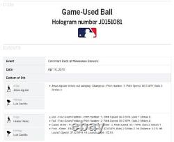 Baseball utilisée lors du 117e retrait sur des prises signé par Luis Castillo lors de sa première victoire en 2018