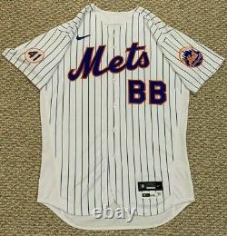 Batboy Taille 46 #bb 2021 New York Mets Jeu Utilisé Jersey Délivré À La Maison Blanc 41 Mlb