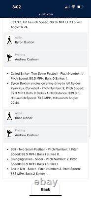Byron Buxton Coup de circuit de carrière n°101 Balle de baseball utilisée en match MLB Auth Holo Twins Rangers