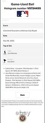 Carrière de baseball de Jose Ramirez : Frappe 1126, 2 points produits en un coup simple - MLB JSA LOA's