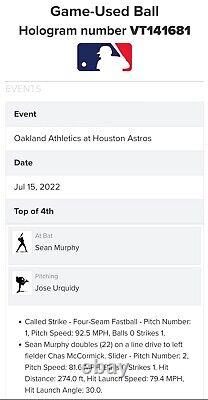 Carrière de baseball utilisant le jeu de balle de Sean Murphy : 55e coup double de carrière, 195e Astros, 15 juillet 2022.