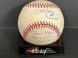 Chris Sale White Sox Balle de baseball utilisée en jeu signée automatiquement 1er MLB Sauver MLB Hologram