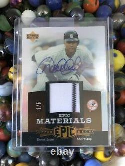 Derek Jeter 2006 Upper Deck 2/5 Auto Epic Game Used Material Jersey Withstrip Rare