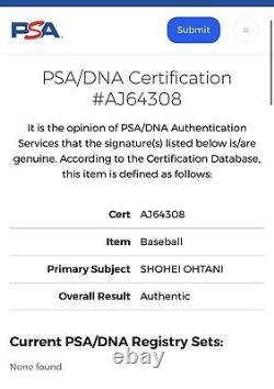 Dodgers Shohei Ohtani signé Hr 59 Balle de baseball utilisée en jeu le 16/05/21 Psa? Babe Ruth