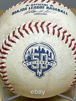 Freddie Freeman / Johan Santana Hit 2rbi 2b Base De Game-used 50e Mets Logo