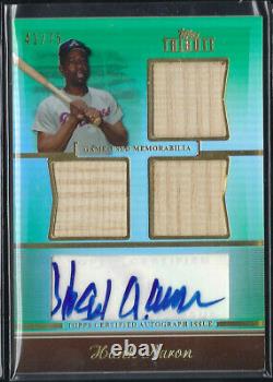 Hank Aaron 2011 Topps Tribute Triple Game Used Bat Auto Autograph #/75 Sp