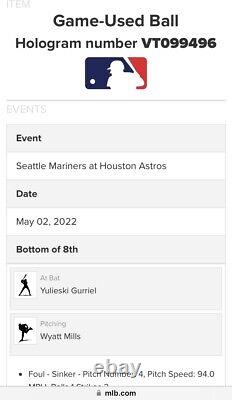 Houston Astros Space City Jeu De Baseball Usagé 5/2/22 Astros V Mariners- Yuli Foul