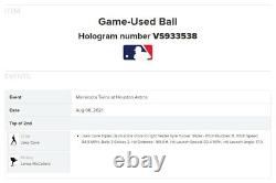 Jake Cave Twins Jeu Utilisé Triple Baseball 8/8/2021 Hit #170 Vs Astros Mccullers