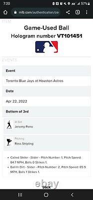 Jeremy Peña Jeu Utilisé Baseball Houston Astros 60e Anniversaire Logo 4/22/22