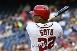Juan Soto Mlb Jeu De Baseball Double Utilisé 6/21/19 Hit To Acuna Jr. Nationals