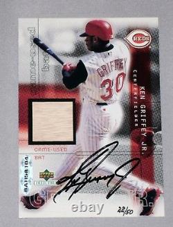 Ken Griffey Jr 2001 Upper Deck Jeu Utilisé Baseball Bat Autograph Uda 22/50 Auto
