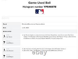 Kyle Tucker Baseball utilisé lors du match des Astros RBI SINGLE contre Cleveland le 31 juillet avec le logo de Bregman.
