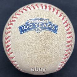 Logo du 100e anniversaire du Fenway Park, balle de baseball utilisée lors du jeu, MLB Holo
