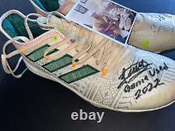 Luis Matos San Francisco Giants Chaussures de baseball utilisées en 2022, signées par l'athlète.